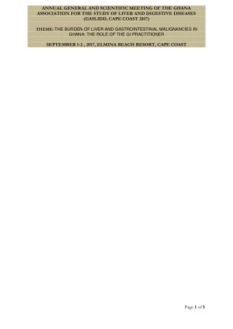 ANNUAL GENERAL AND SCIENTIFIC MEETING OF THE GHANA  ASSOCIATION FOR THE STUDY OF LIVER AND