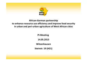 African-German partnership  to enhance resource use efficiency and improve food security  in urban