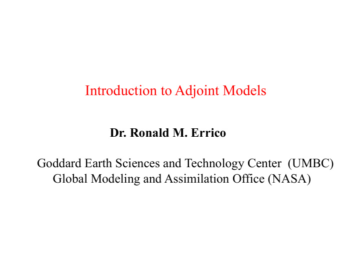 introduction to adjoint models