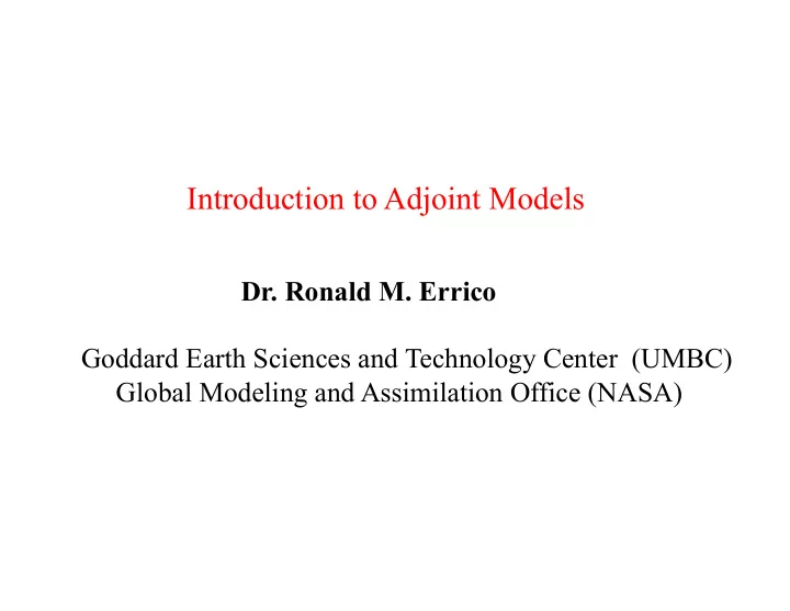 introduction to adjoint models