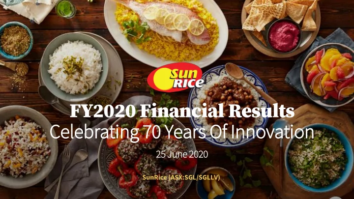 fy2020 financial results celebrating 70 years of