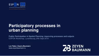 urban planning  Public Participation in Spatial Planning: improving processes and outputs  ESPON