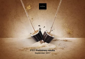 FY17 Preliminary results  September 2017  Financial highlights  105.2m  16.3m  11.2m  91.1m