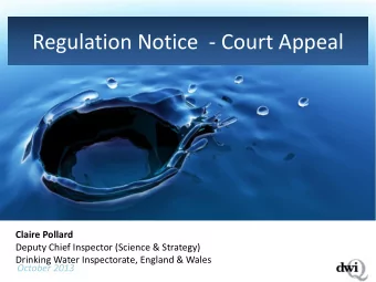 Regulation Notice  - Court Appeal  Claire Pollard  Deputy Chief Inspector (Science &amp; Strategy)