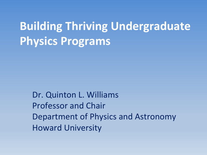building thriving undergraduate physics programs