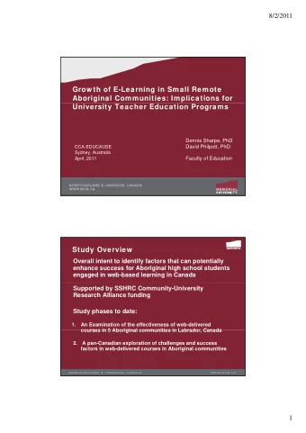 Grow th of E-Learning in Small Remote  Aboriginal Communities: Implications for  University Teacher