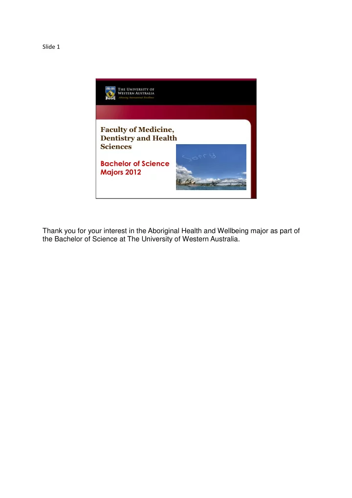 thank you for your interest in the aboriginal health and