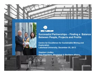 Successful Partnerships  Finding a  Balance  Between People, Projects and Profits  Between