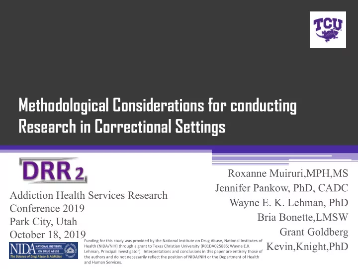 methodological considerations for conducting research in