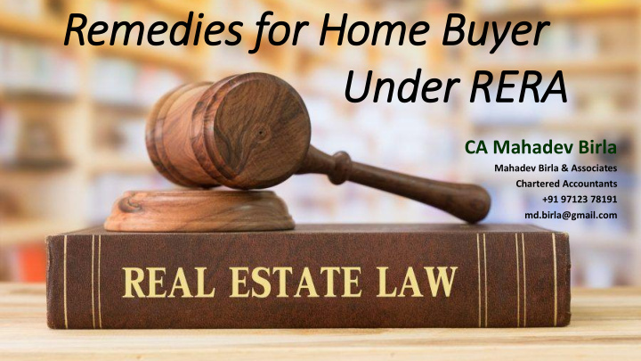remedie ies for home buyer under rera