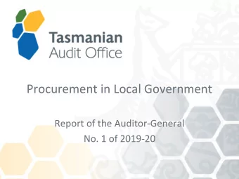 Procurement in Local Government  Report of the Auditor-General  No. 1 of 2019-20  Todays