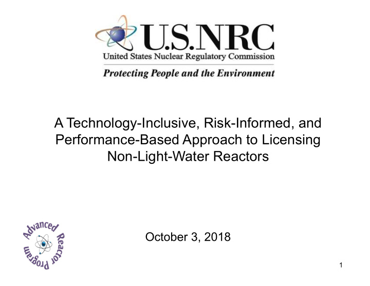 a technology inclusive risk informed and performance