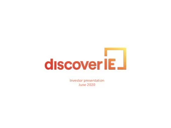 Investor presentation  June 2020  discoverIE Group plc  discoverIE Group plc  June 2020