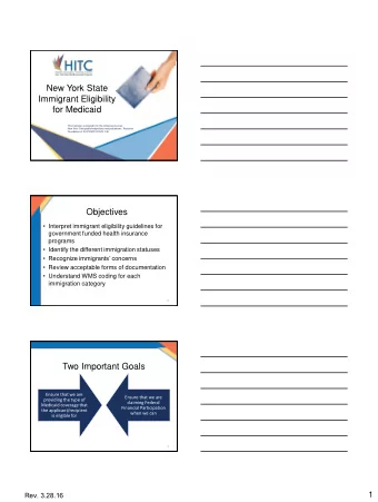 Two Important Goals  Ensure that we are  Ensure that we are  providing the type of  claiming