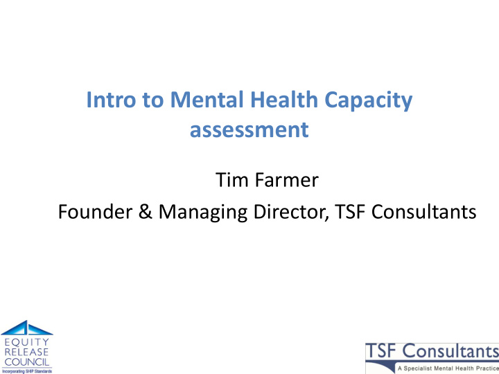 founder managing director tsf consultants intro to mental