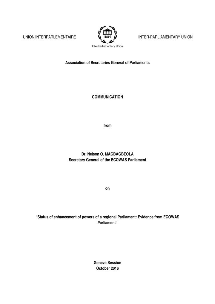 union interparlementaire inter parliamentary union