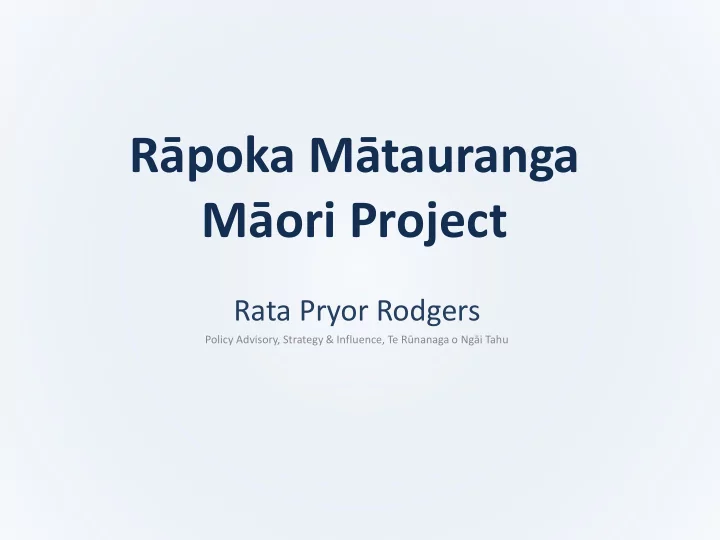 r poka m tauranga
