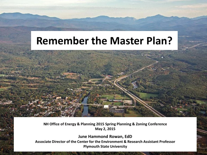remember the master plan