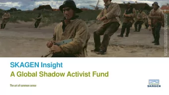 SKAGEN Insight  A Global Shadow Activist Fund  Portfolio Manager: Tomas Johansson  Portfolio
