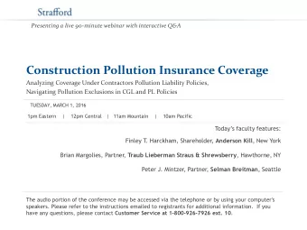 Construction Pollution Insurance Coverage  Analyzing Coverage Under Contractors Pollution Liability
