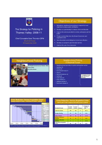 Objectives of our Strategy  1.  Strengthen neighbourhood policing to respond to local  need and