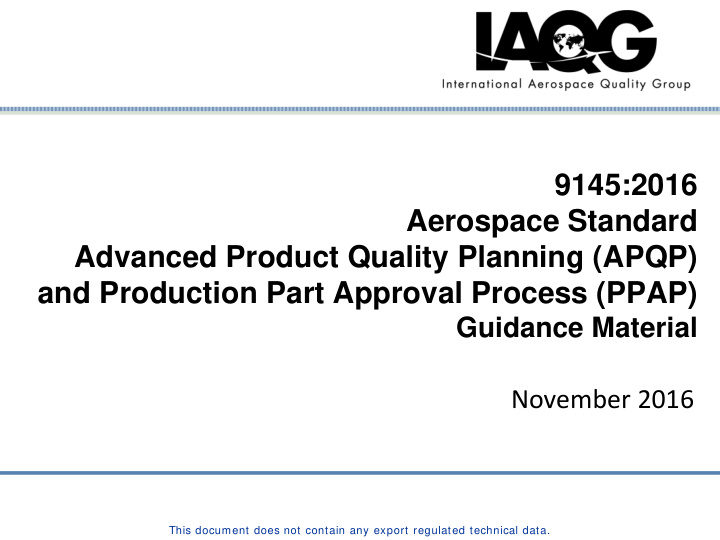 9145 2016 aerospace standard advanced product quality