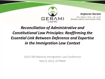 Constitutional Law Principles: Reaffirming the  Essential Link Between Deference and Expertise  in