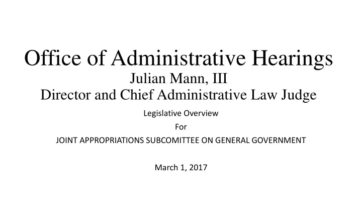 office of administrative hearings