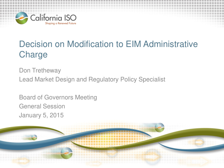 decision on modification to eim administrative charge