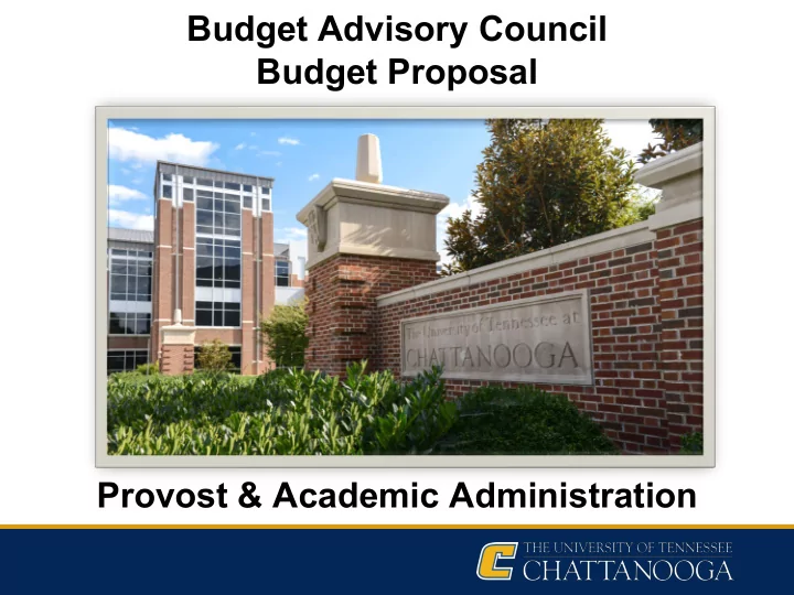 budget advisory council budget proposal provost academic