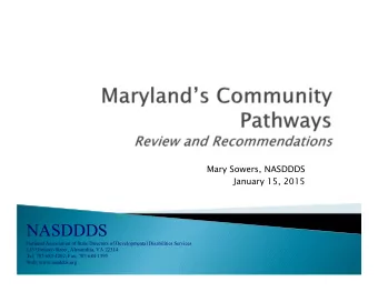 NASDDDS  National Association of State Directors of Developmental Disabilities Services  113