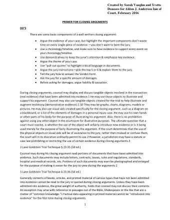 Created by Sarah Vaughn and Yvette  Donosso for Aldon J. Anderson Inn of  Court, February 2016