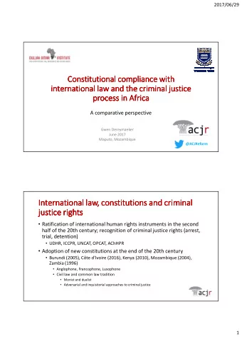International  International law, constitutions and criminal  International  International  law,