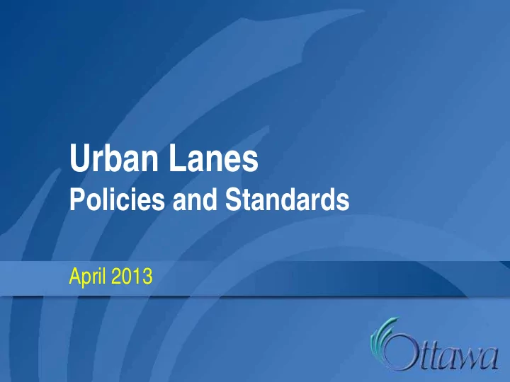 urban lanes