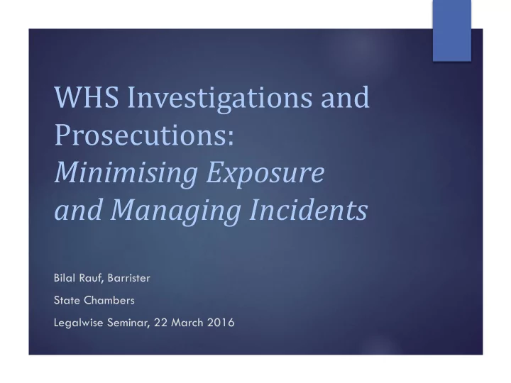 whs investigations and