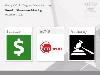 Authority  Georgia World Congress Center Authority Financial Snapshot  October 2015  Profit/Loss