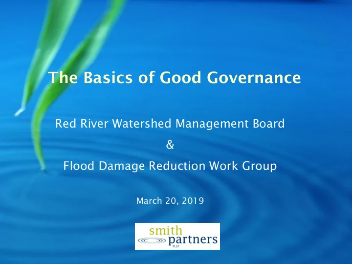 the basics of good governance