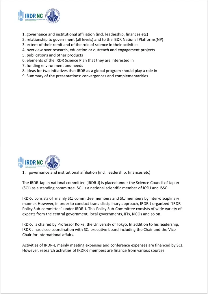 1 governance and institutional affiliation incl