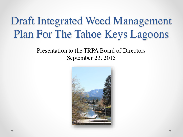plan for the tahoe keys lagoons