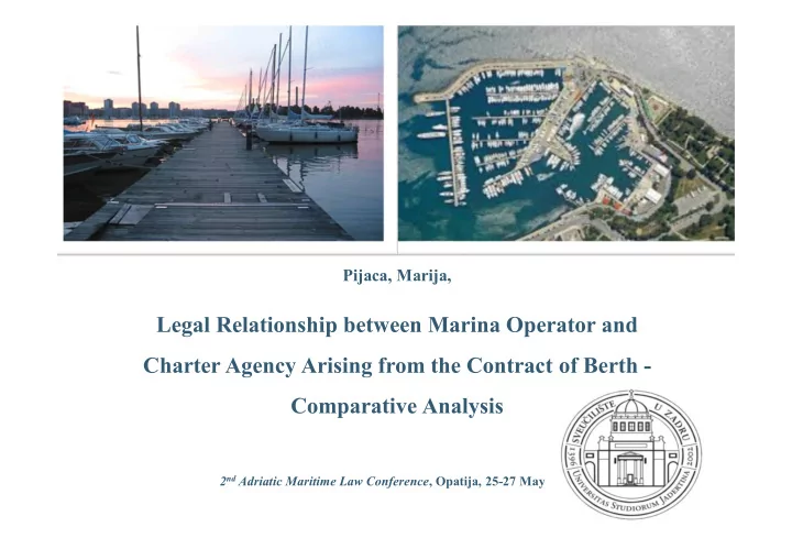 legal relationship between marina operator and charter