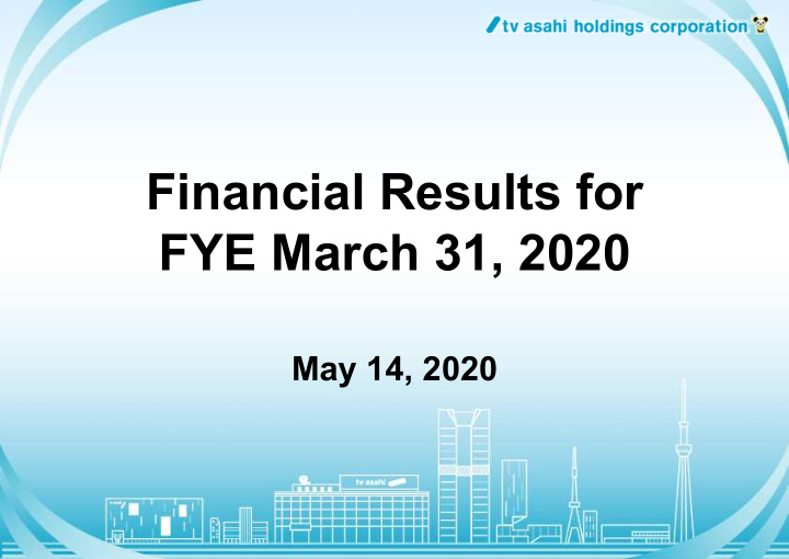 financial results for fye march 31 2020