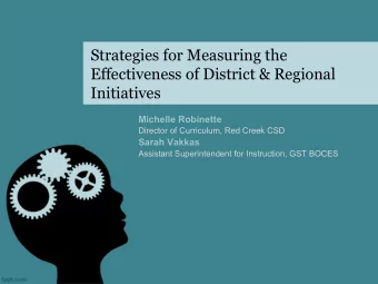 Strategies for Measuring the  Effectiveness of District &amp; Regional  Initiatives  Michelle