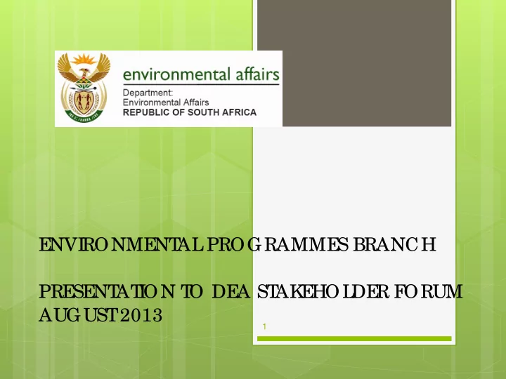 e nvi ronme nt al programme s branch pre se nt at i on t
