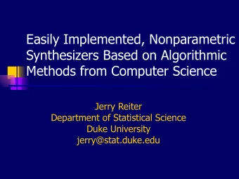 Easily Implemented, Nonparametric  Synthesizers Based on Algorithmic  Methods from Computer Science