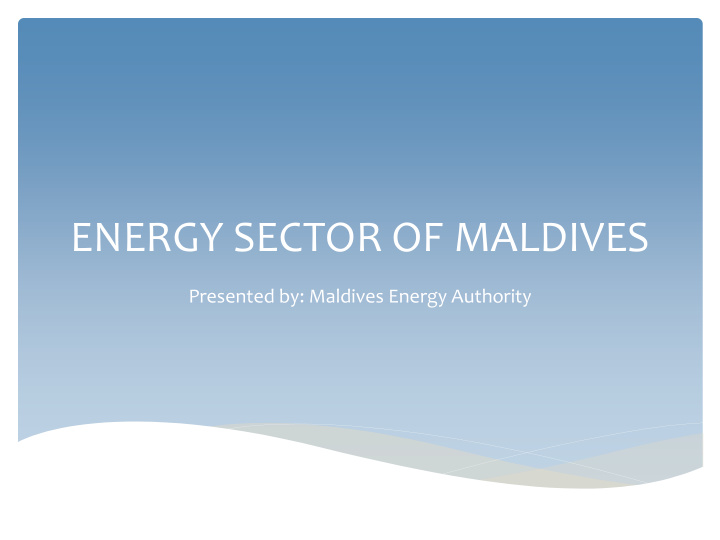 energy sector of maldives
