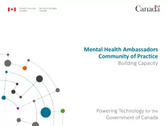 Mental Health Ambassadors  Community of Practice  Building Capacity Powering Technology for the
