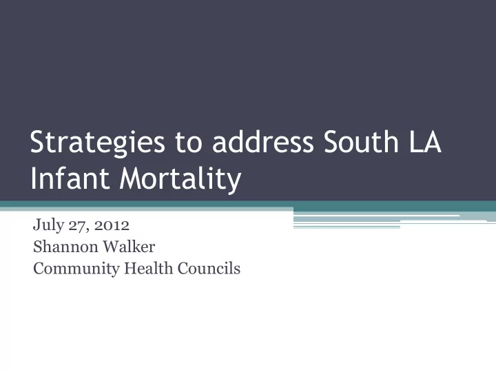infant mortality