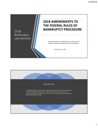 2018 AMENDMENTS TO  THE FEDERAL RULES OF  BANKRUPTCY PROCEDURE  2018  Bankruptcy  Law Seminar