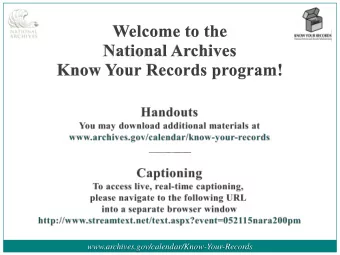 www.archives.gov/calendar/Know-Your-Records  The National Archives and Records Administration