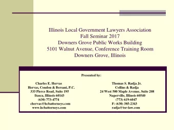 Illinois Local Government Lawyers Association  Fall Seminar 2017  Downers Grove Public Works